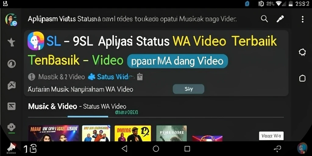 Antarmuka aplikasi 9SL untuk membuat Status WA Video yang menarik.