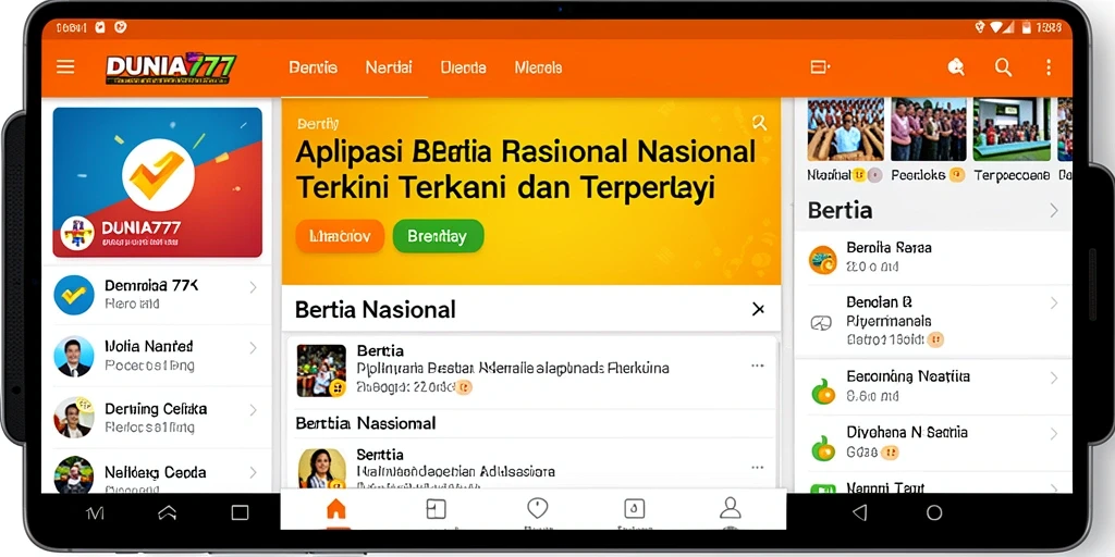 Antarmuka aplikasi DUNIA777 yang informatif dan menarik.
