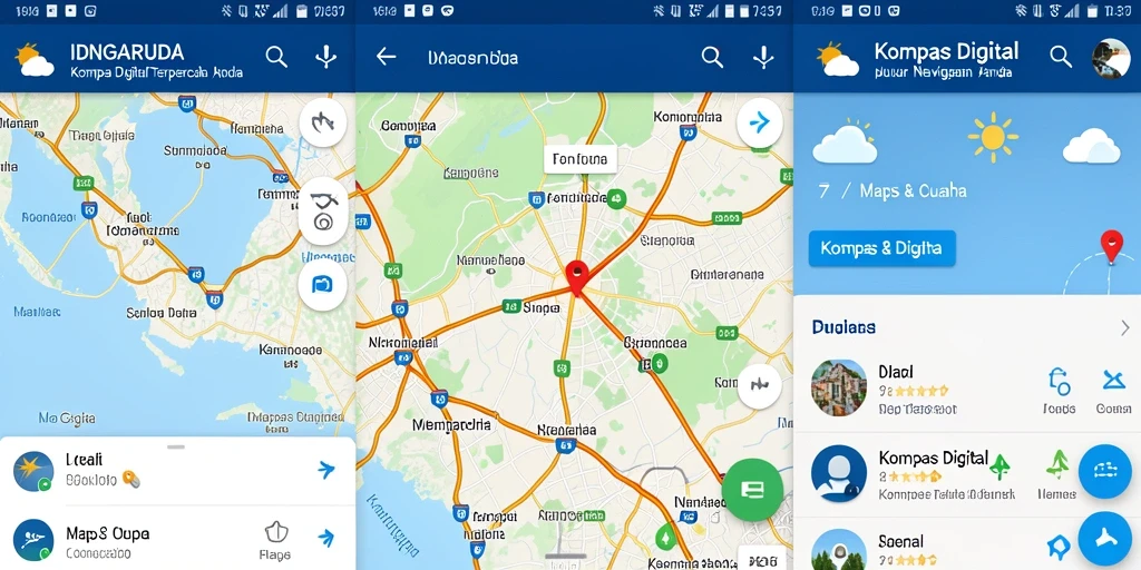Tampilan antarmuka utama IDNGARUDA menunjukkan fungsi kompas digital dengan jelas.