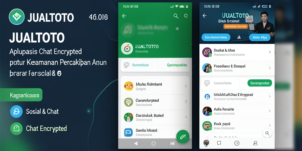 Tampilan antarmuka aplikasi JUALTOTO yang menonjolkan fitur keamanan chat.