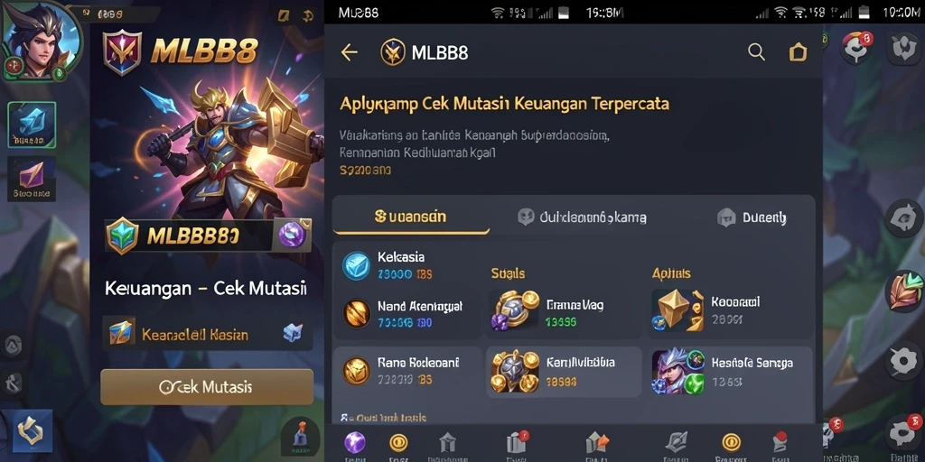 Antarmuka aplikasi MLBB8 menampilkan fungsi Cek Mutasi dengan jelas.