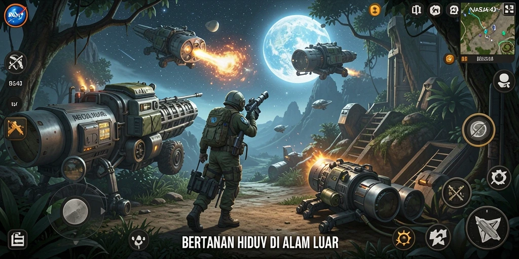 Tampilan antarmuka utama NASA4D yang epik dan fungsional dalam Bertahan Hidup.