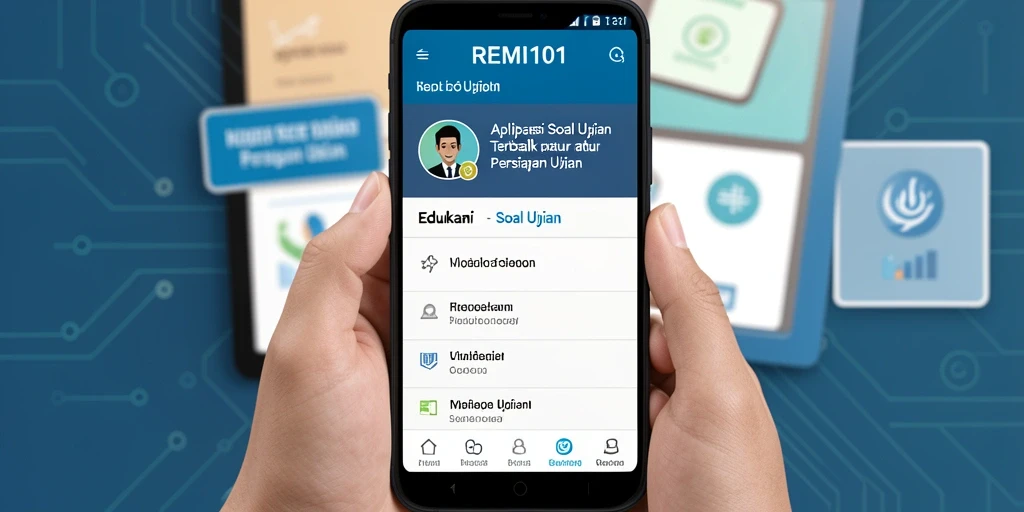 Antarmuka aplikasi Soal Ujian REMI101 yang menarik dan interaktif.