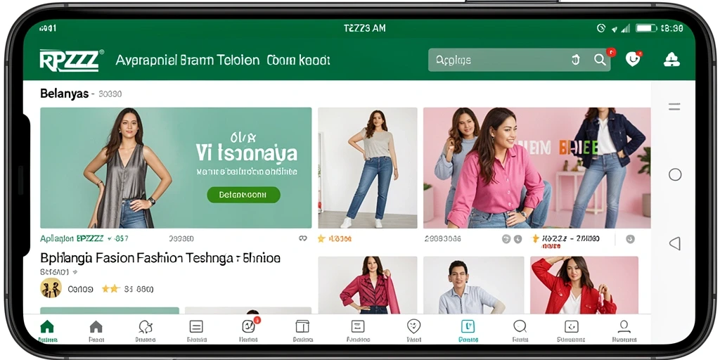 Antarmuka RPZZZ yang modern dan menarik untuk belanja fashion.
